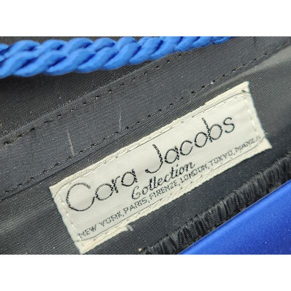 Vintage 1970s Cora Jacobs Electric Blue Satin Bag with Rope Strap - Picture 11 of 14